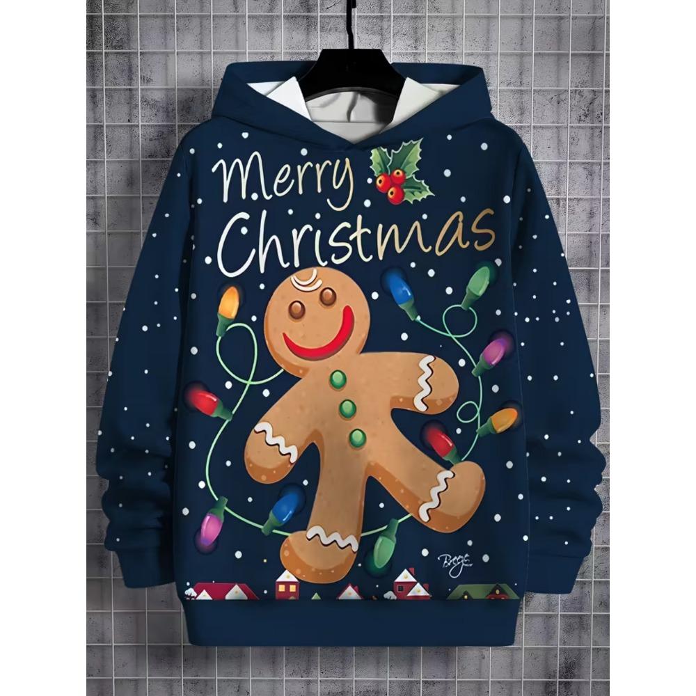 Child Sweatshirt Christmas Hoodie Cartoon Kawaii Santa Claus Print Sweatshirt for Girls Funny Holiday Party Clothes for Children