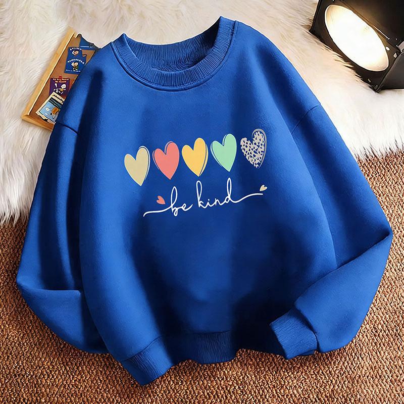 Be Kind Love Heart Colorful Children's Hoodie Sweatshirt Cute Harajuku Hoody Pullover Boys Girls Spring Casual Hoodies
