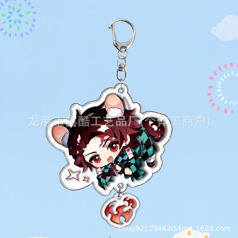 Demon Slayer Acrylic Double Sided Keychain Kamado Tanjiro Zenitsu Agatsuma Anime Merchandise  Bulk Accessories Pendant