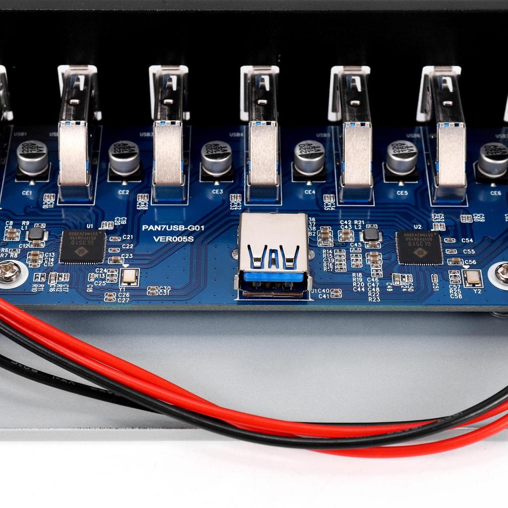 Buerjia 7-Port USB-Hub 5GBS Zoll Laufwerkschacht Computergehäuse CD-ROM Frontblende für USB-Steckerkabel Dual-Chip 1X 19-Pin Header auf 16X 3.0 5.25 CD-ROM + 3.0