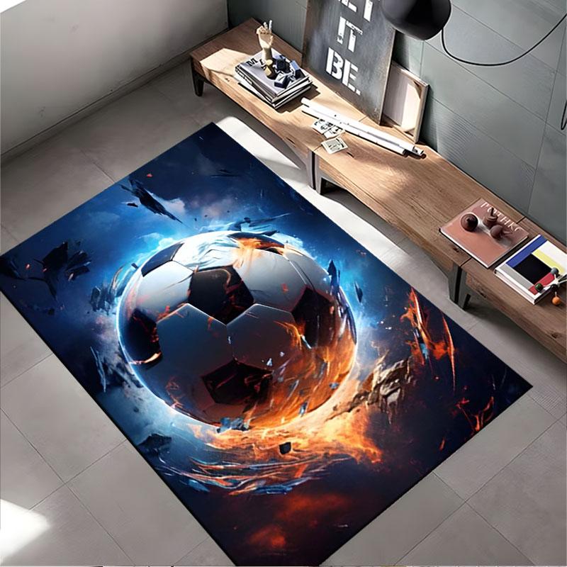 Fiery Soccer Ball Design Suitable As a Non-slip Mat for the Living Room or Bedroom Sofa
