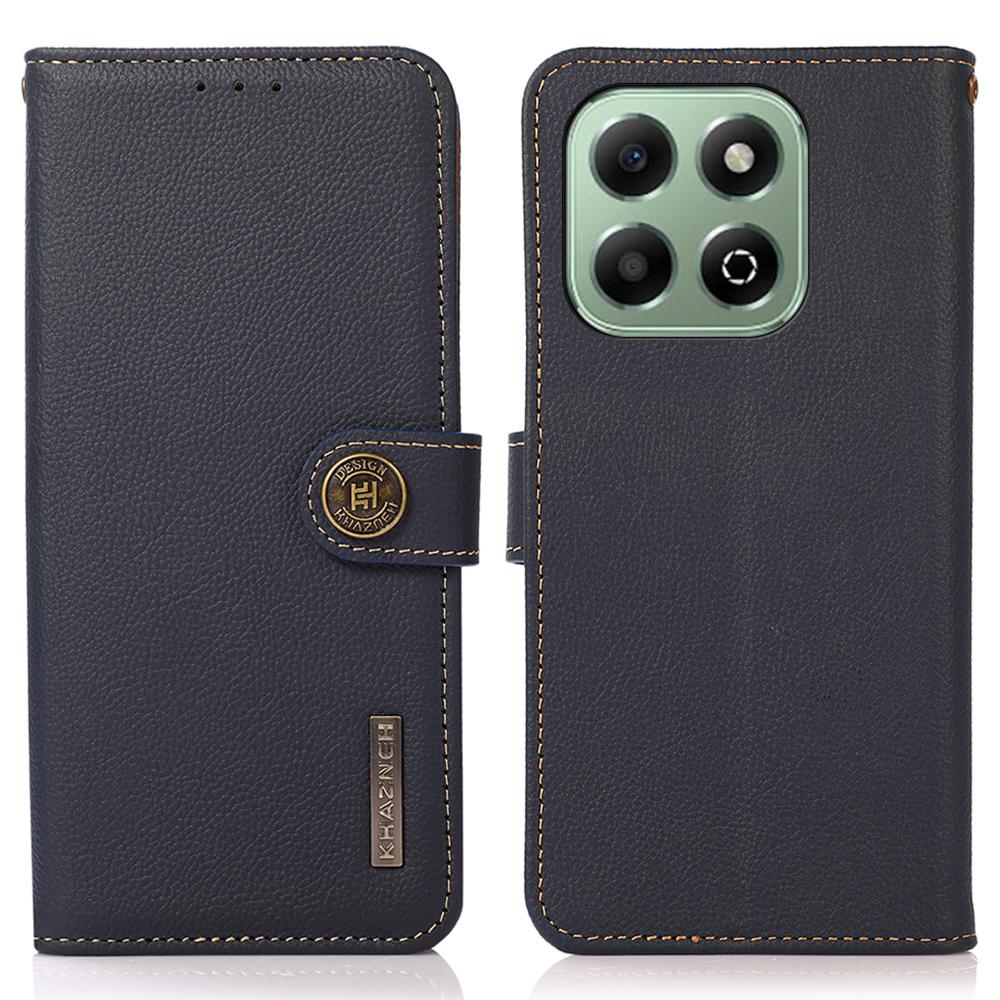 KHAZNEH For Honor X6b 4G Case Genuine Cow Leather RFID Blocking Wallet Phone Cover