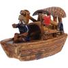 Didiseaon Micro Boat Figurine Landscape for Fish Tank, 3Inch Mini Ceramic Vintage Boat Ornament for Garden Bonsai Sand Table Crafts