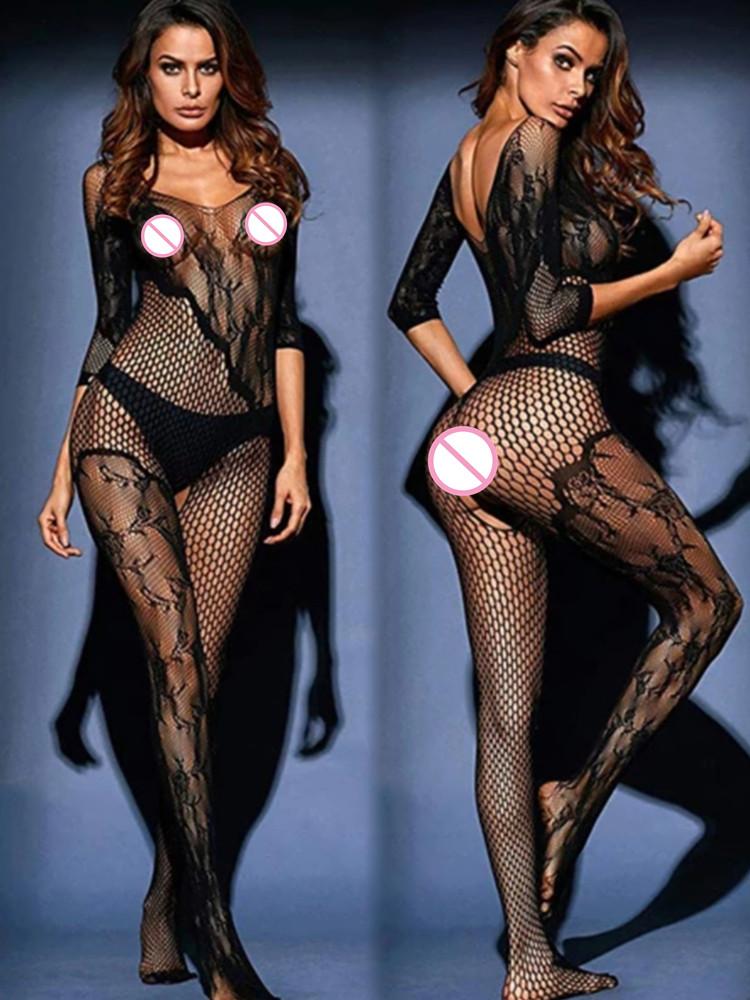 Seksi İç Çamaşırı Balık Ağı Şeffaf Sıkı İç Çamaşırı Kostümleri İçi Boş Örgülü Vücut Çorabı Kadınlar İçin Moda Vücut Çorabı