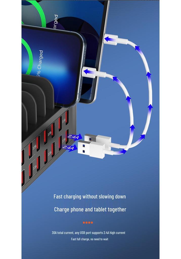 Multi-functional 150W High Power USB Charger with Stand - 7 & 16-Port Phone Holder