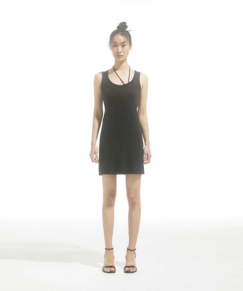 Dre Scoop-Neck Jersey Mini Dress_Black
