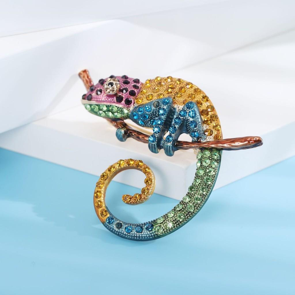 Style Animal Brooch With Colorful Water Drip Rhinestones For Women Dress Accessory