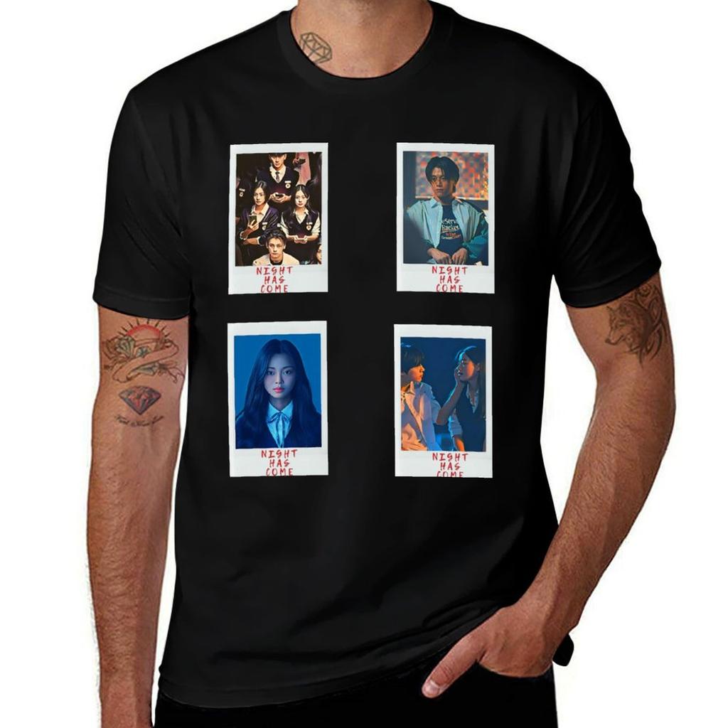 Night Has Come kdrama Sticker Set / T Shirt T-Shirt Basic Short Sleeve Cotton Blend T-Shirt
