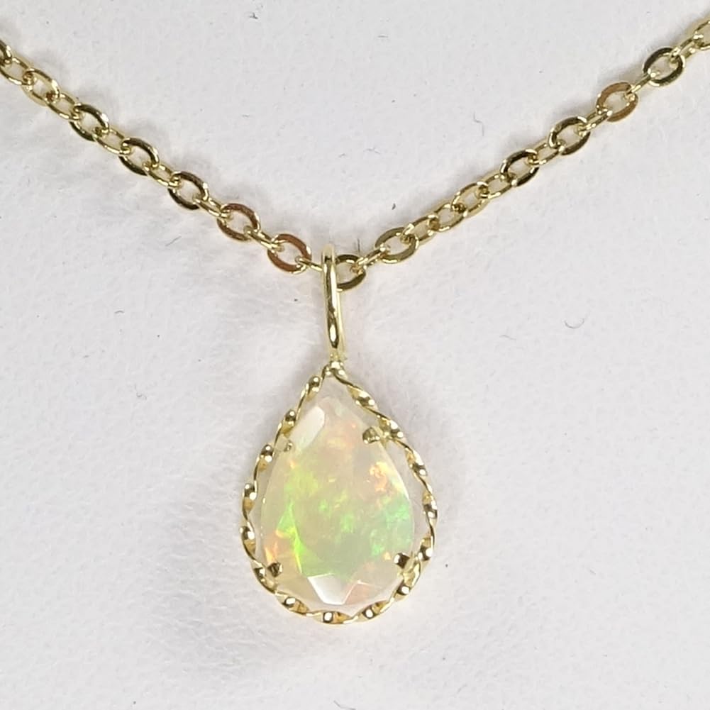 and My Jewelry K18 Natural Opal Necklace Pendant 18k Gold Pear [Your Box] (18k gold) (18k Shape) [Gift Wrapped]
