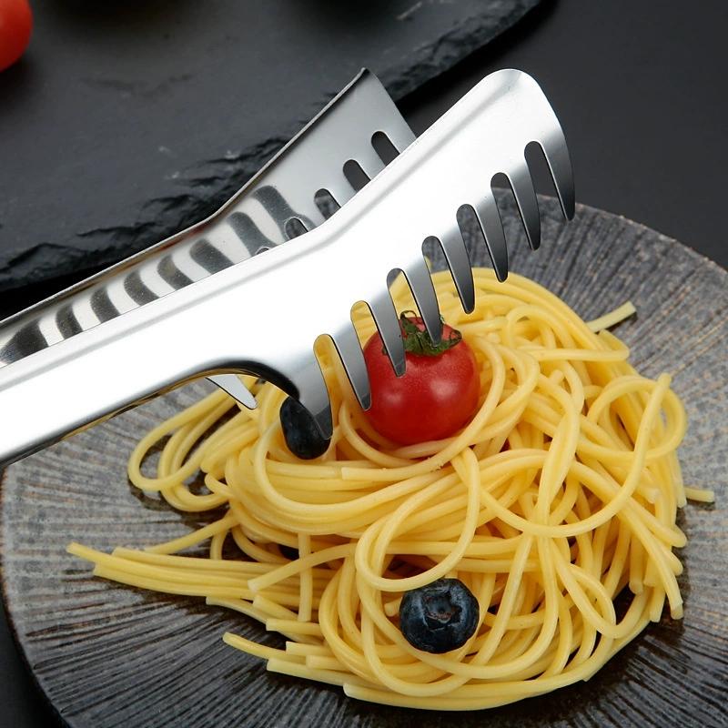 Multifunctional Stainless Steel Food Clip Barbecue Spaghetti Tongs Pasta Forks Kitchen Tools