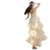 New High-end Temperament Neck Collar Suspender, Super Fairy Cake Long Dress, Thin Temperament Vacation Dress Women's Summer