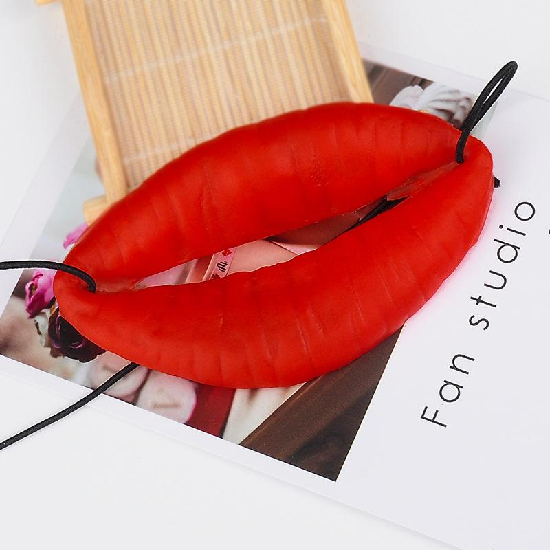 Props Jokes Sausage Red Lips Thick Big Mouth Halloween Funny Horror Latex Mask