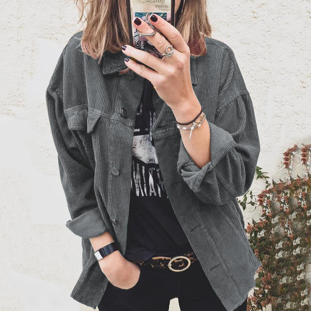Women's Fall Lapel Loose Corduroy Shirt