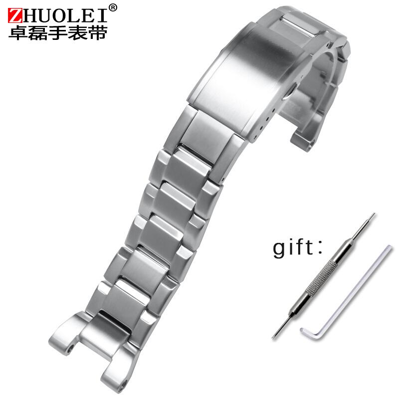 

For Casio G-Shock GST-W300/400G/B100 GST-210 S100D/S110D/W110 Men Stainless Steel Watchband Bracelet Accessories Metal Strap 26X13mm срібний