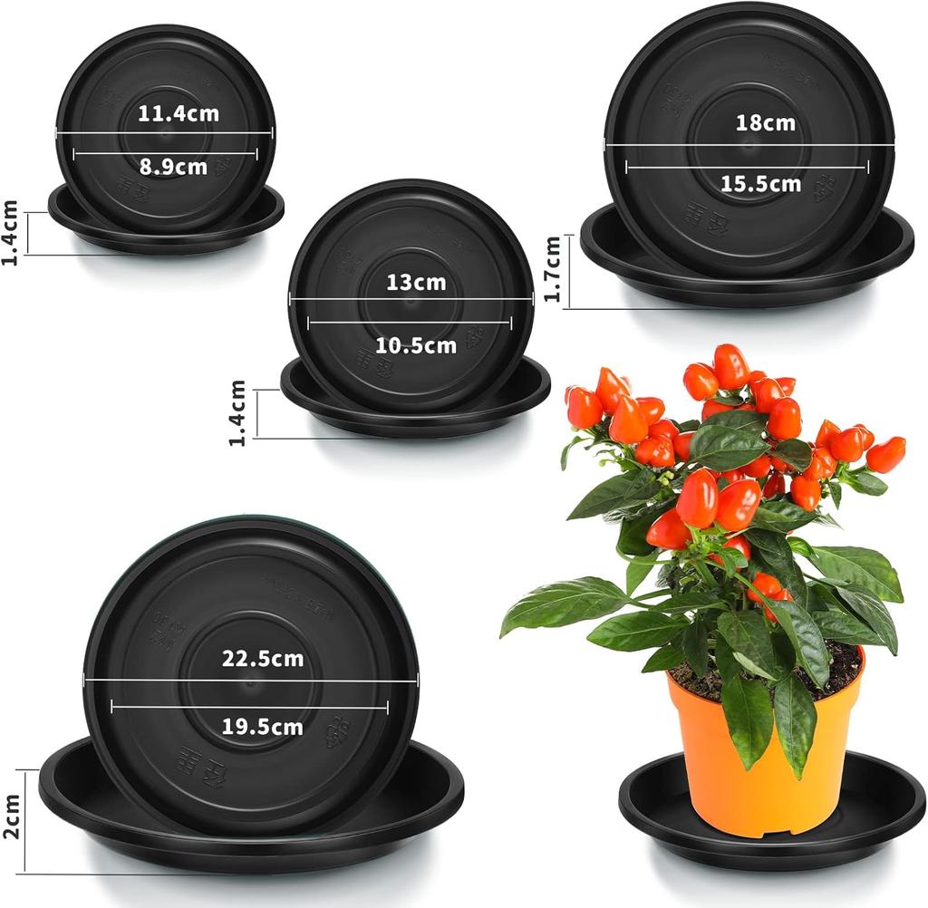 Plant Saucer Black Pot Saucers Round Water Tray Thick Drip Trays for Potted Flower Pan Plant Drainage for Indoor