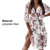 Pleated Flowy Hem Midi Dress Floral Print Sweet Elastic Waist V-Neck Casual