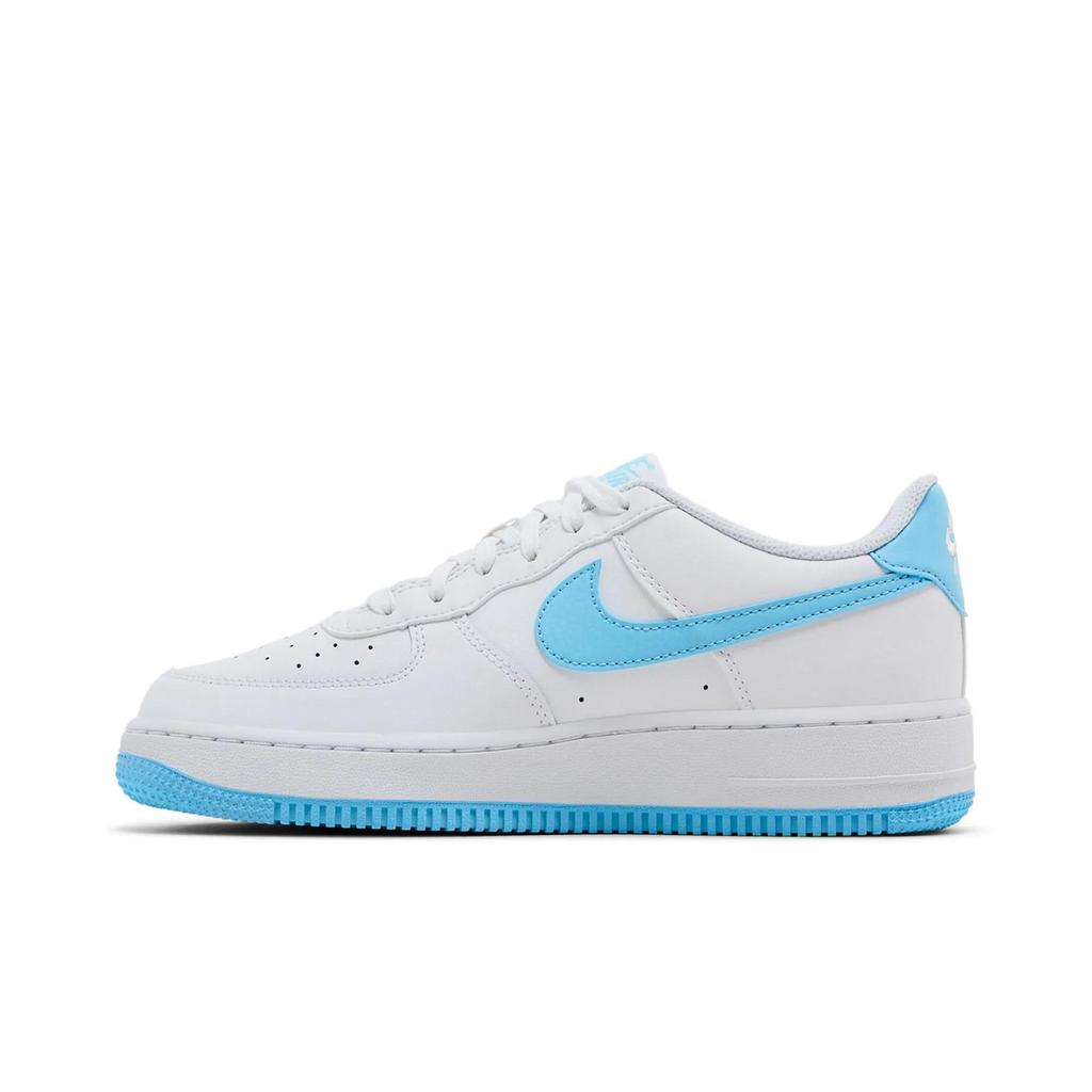 Nike Air Force 1 Grade School 'White Aquarius Blue' (Unisex) White / White / Aquarius Blue Kids' Skateboarding Shoes FV5948 107
