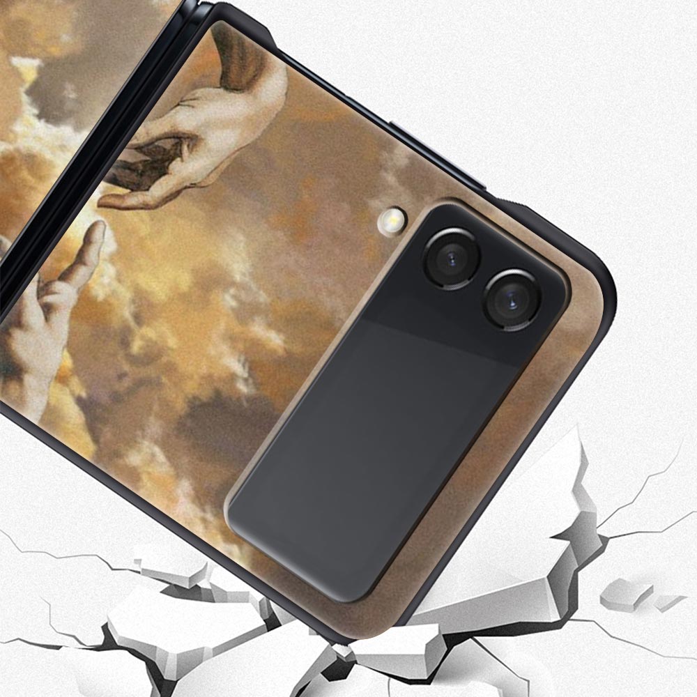 For Samsung Galaxy Z Flip 3 4 5 Hard Black Folding PC Phone Case Mona Lisa Van gogh Oil Painting Art For Samsung Z Flip3 Cover