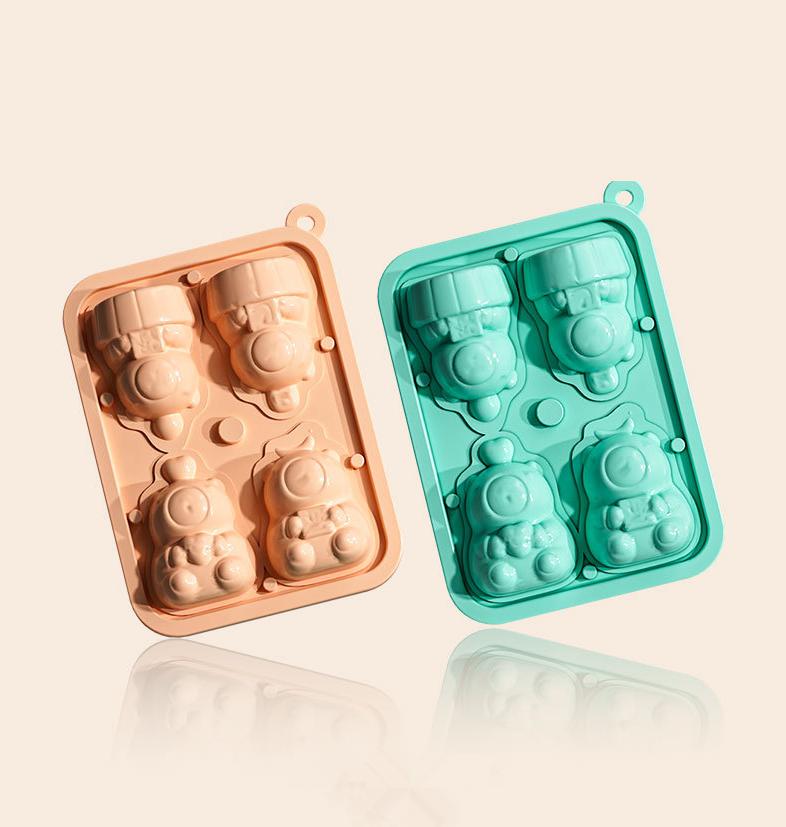 4 aufeinanderfolgende Capybara-förmige Silikonform Cartoon-Tier Schokoladenkuchenform Süßigkeitenpudding Eiswürfelbehälter Handgemachte Seifenform