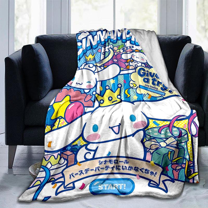 1pc Cinnamoroll's Birthday Bash Blanket, Cute Home Decor for All Seasons, Perfect Gift for Animal Lovers, Soft Throw Blanket, Ideal for Couch, Bed, or
