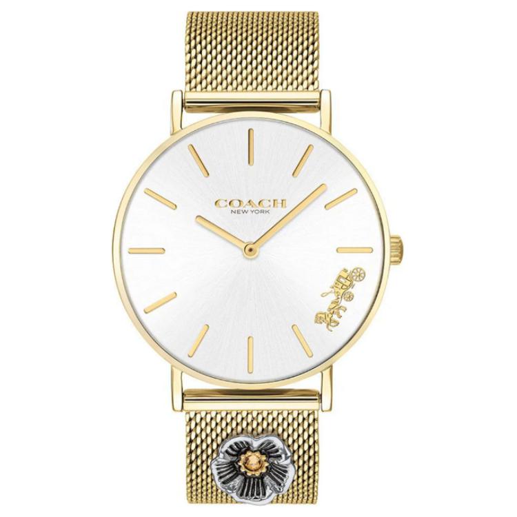 COACH Perry series watch quartz movement stainless steel strap 36mm silver dial women s watch 30m waterproof 14503337 серебряный