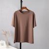 Hirsionsan 100% bomull Oversized T-skjorte kvinner Harajuku Basic løse kortermede t-skjorter Myke kvinnelige solide topper Khaki sommergenser