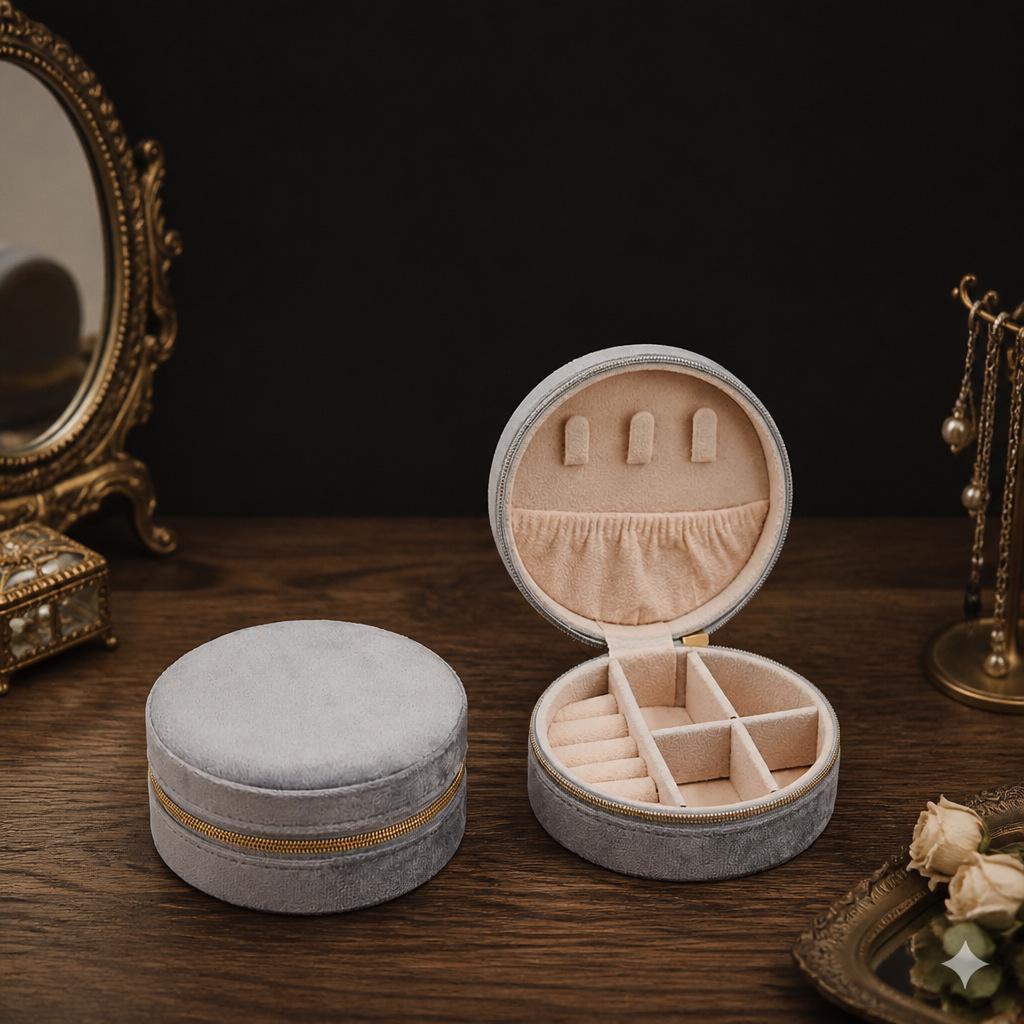 Elegant Velvet Jewelry Box with Mirror for Necklaces, Rings, and Earrings