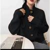 Autumn Winter Stand Collar Solid Color Casual Fashion Knitting Top Women Simple All-match Cardigan Coat Top