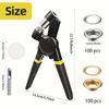 "1set 200pcs Heavy-Duty Metal Eyelet Punch Kit with 3/8"" Eyelets, Automatic Spring Mechanism, Ergonomic Handle, for Tarp, Leather, Fabric"
