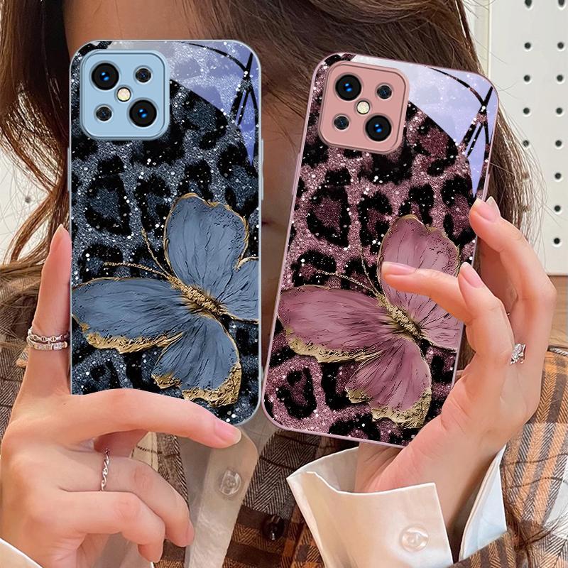 Fluture Violet Leopard Pentru Oppo Find X5 X8 Pro X3 Lite A72 58 73 54S F11 79 Reno 6 4Z 5G Nord N200 Carcasă Telefon din Sticlă Călită