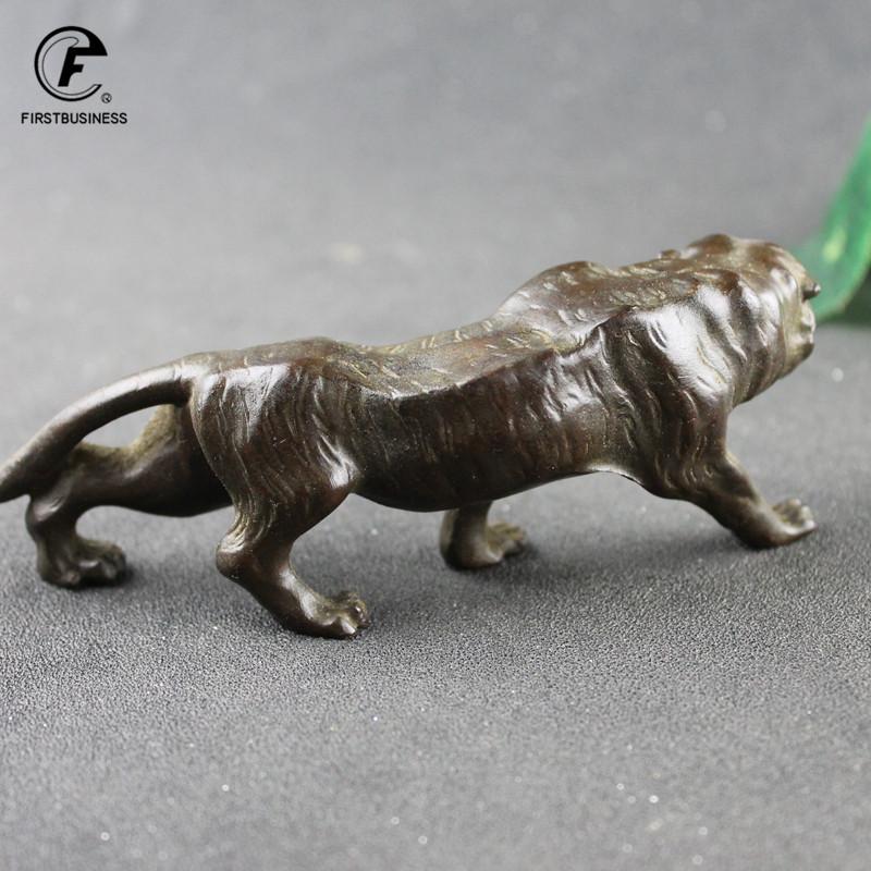 Antique Heavy BIG TIGER Figurine Miniature Desktop Ornament Retro Metal Lucky Beast Statue Home Decoration Craft Accessories