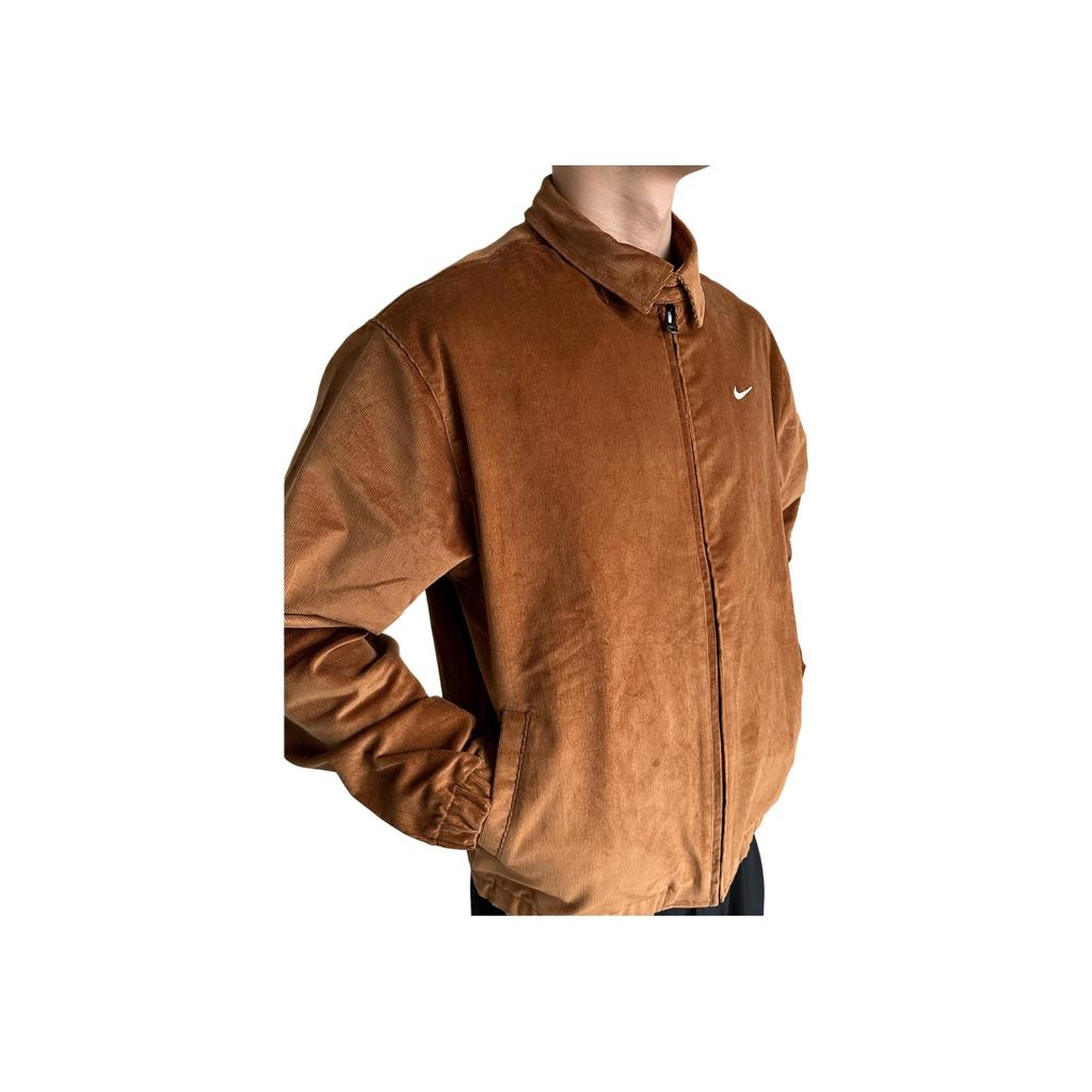 Nike Logo Embroidered Corduroy Jacket With Zip And Turn-Down Collar Men Jackets Brown DX9071-270