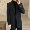 Men Woolen Coat Lapel Long Sleeve Single Breasted Jacket Coat with Pockets Solid Color Loose Fit Casual Outerwear Cold Weather Wear