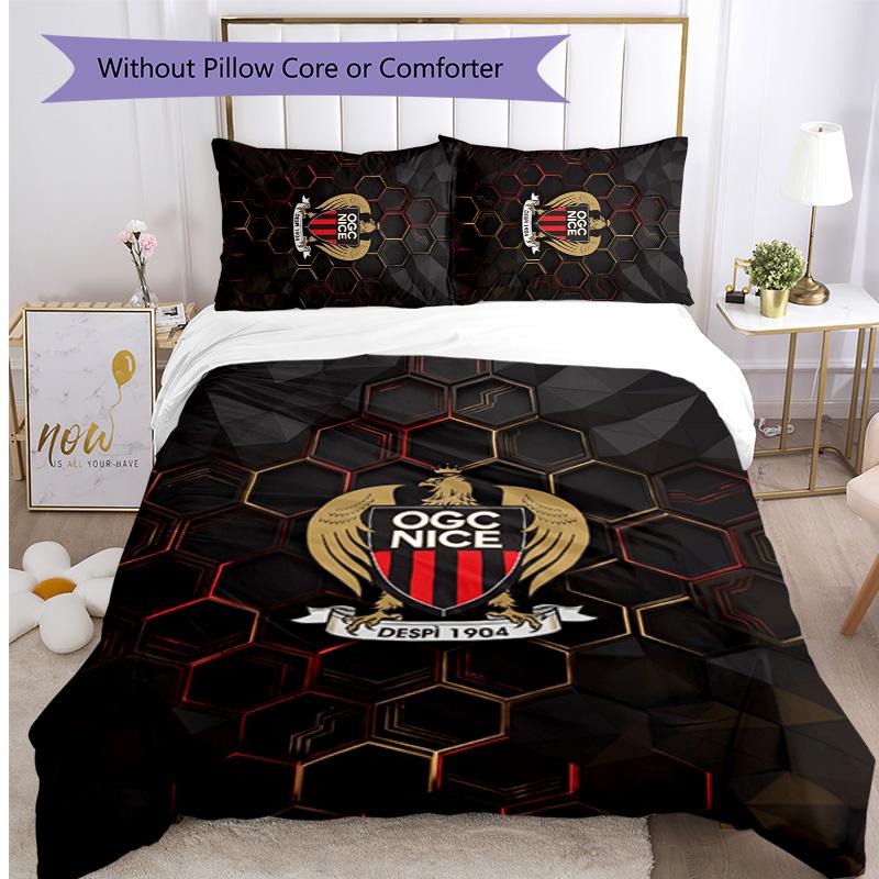 OGC Nice FC Printed 3PCS Bedding Set Breathable Duvet Cover with Pillowcases Decorative Bed Linen for Bedroom Home