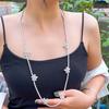 Chic Round Gorgeous Fashion Jewelry Cubic Zirconia Flower Chain Link Long Sweater Tennis Necklace for Women Bridal Party