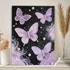 Crystal Pearl Painting 5D DIY Frame Decoration Painting Purple Butterfly Home Wall Decoration Transparent Pearl Gemstone Painting Picture Art Crafts