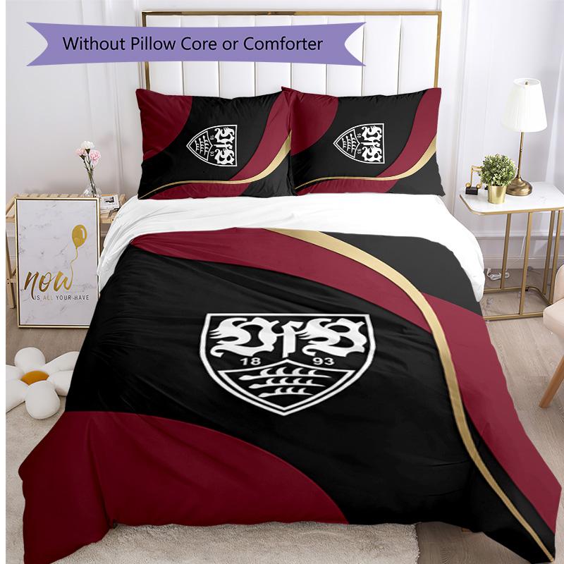 Set Lenzuola Stampato Calcio VfB Stuttgart 3 Pezzi, Comodo Set Copripiumino per Camera da Letto Amico della Pelle