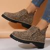 Fashion Leopard Ankle Boots for Women Plus Size 36-43 Zipper Up Booties Woman Spring Autumn Non Slip Platform Boots Mujer