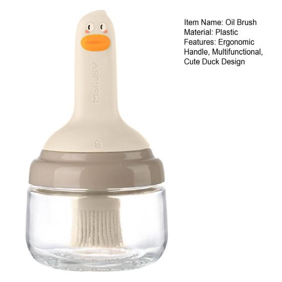 Oil Brush with Bottle Heatproof Silicone Basting Brush Cute Duck Brush And Bottle for Grilling Cooking Baking Barbecue Camping