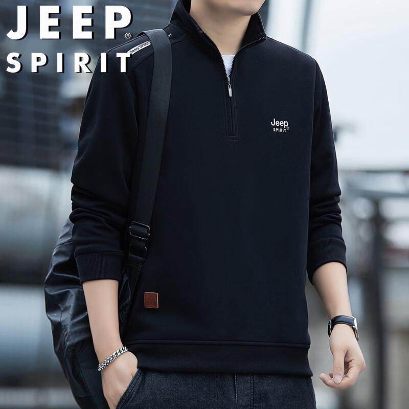 JEEP SPIRIT Men's Stand Collar Long Sleeve T-Shirt