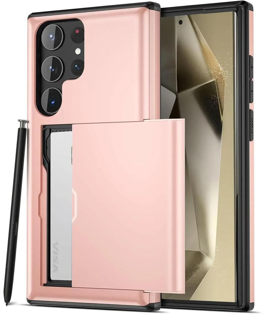 Slim Dual Lay Heavy Protector Case For Samsung Galaxy S26 S25 S24 S23 S22 S21 Ultra Plus FE A55 Hidden Card Slot Wallet Cover