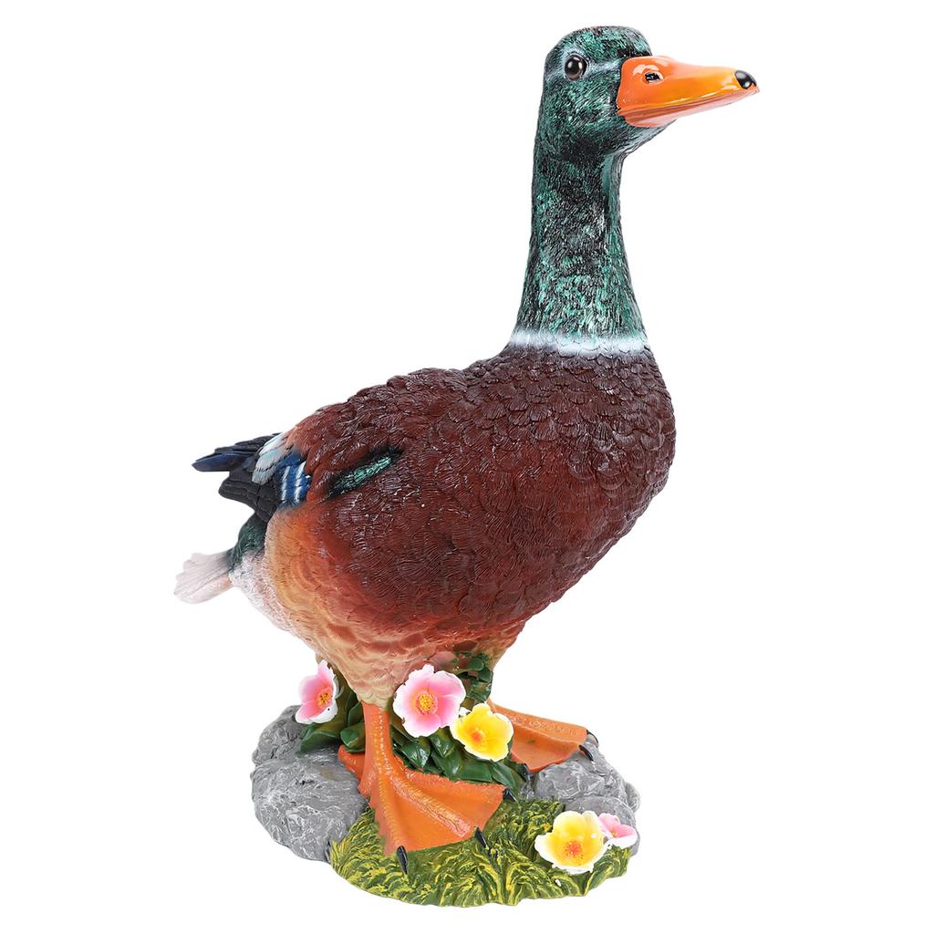 Mallard Duck Garden Ornament Hand Painted Resin Green Head Duck Figurine for Outdoor Lawn Yard Decoration