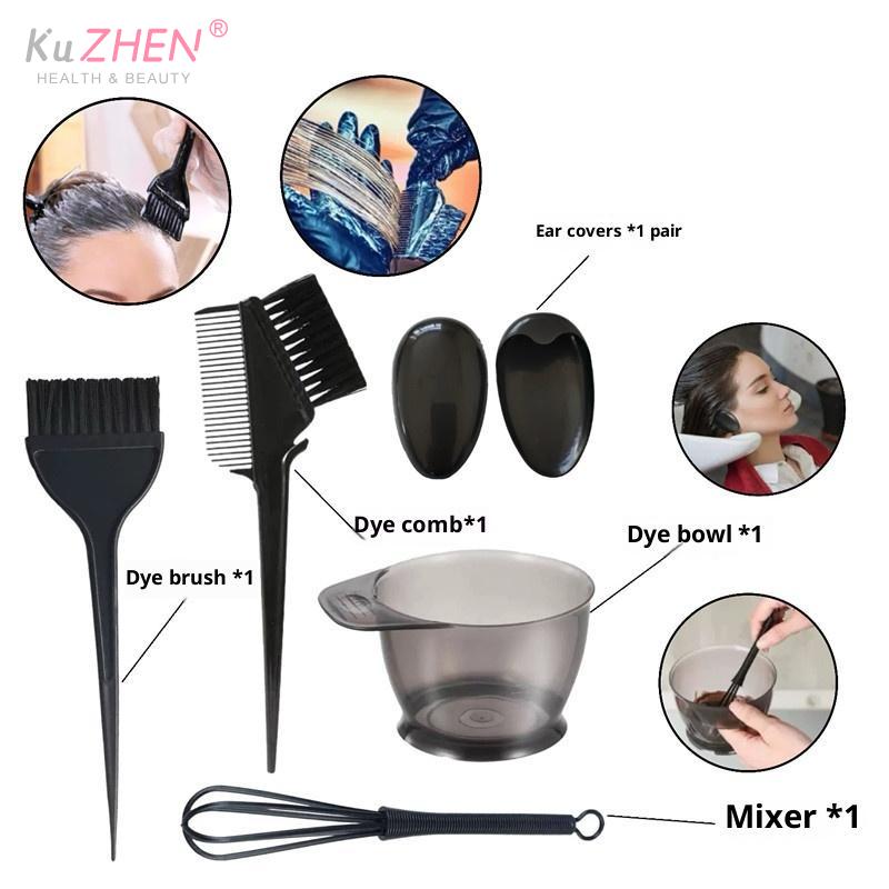 4/6Pcs Hair Dye Color Brush Bowl Set With Ear Caps Dye Mixer Hair Tint Dying Coloring Applicator Hairdressing Styling Accessorie