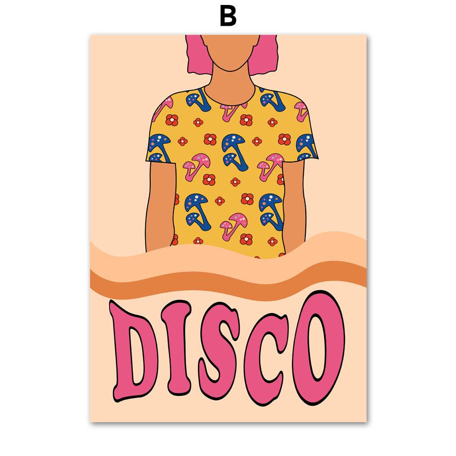 Imprimeuri de artă de perete Pictură pe pânză Portocaliu și galben la modă Retro Cool Trippy Disco Nordic Poster Decor Imagini pentru camera de zi