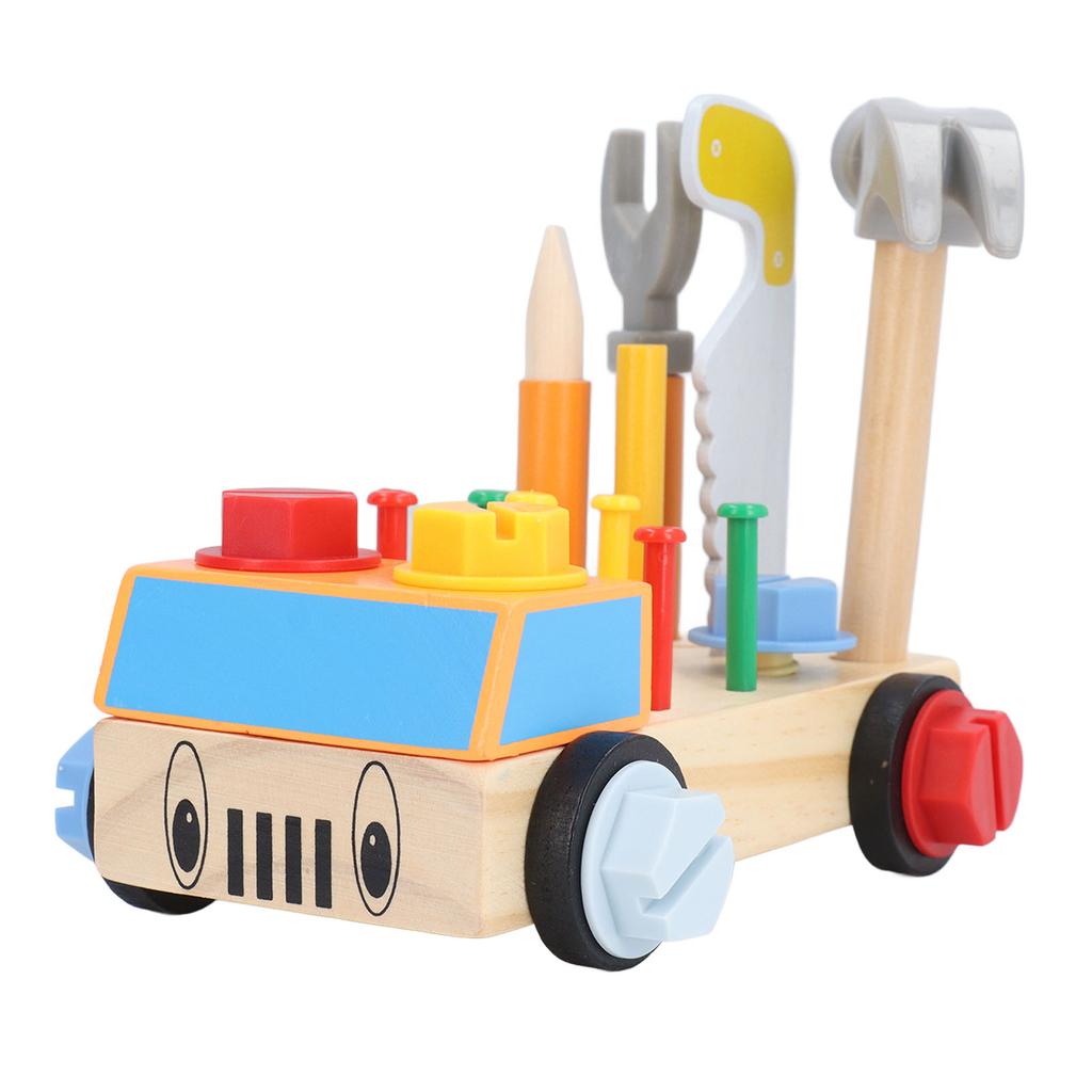 Wooden Kids Tool Set Pine Wood Hammer Wrench Early Education Educational Construction Toys Box Type