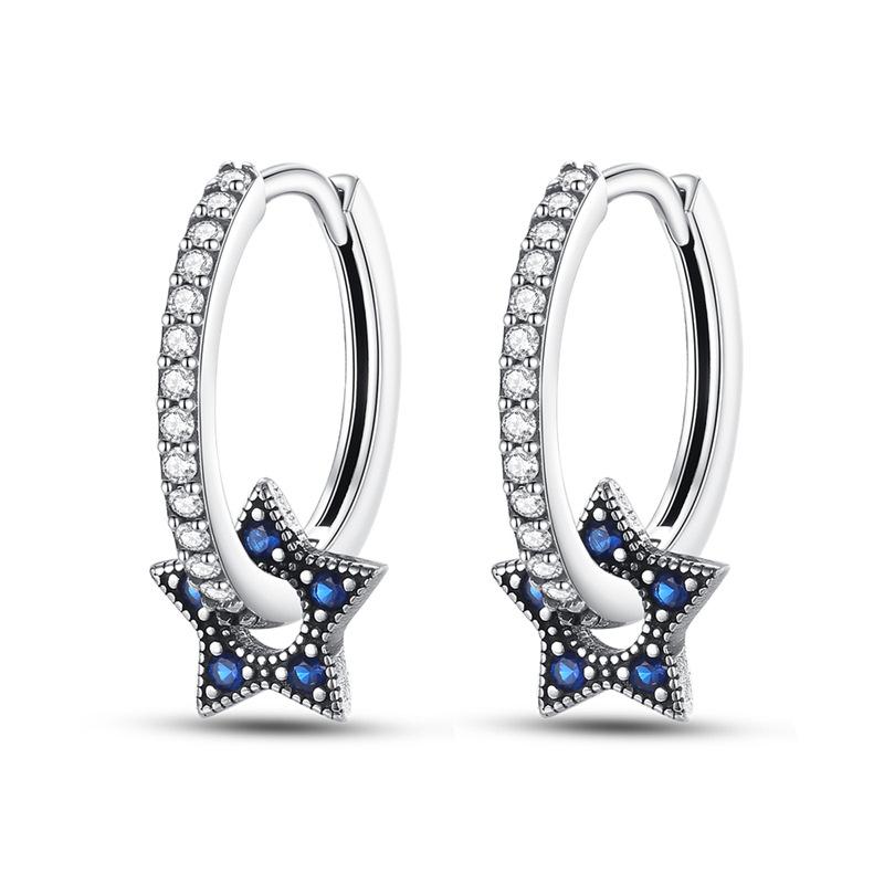 Earrings 9 Sterling Silver Premium Atmospheric Simple Star Charm Earrings 925 Silver