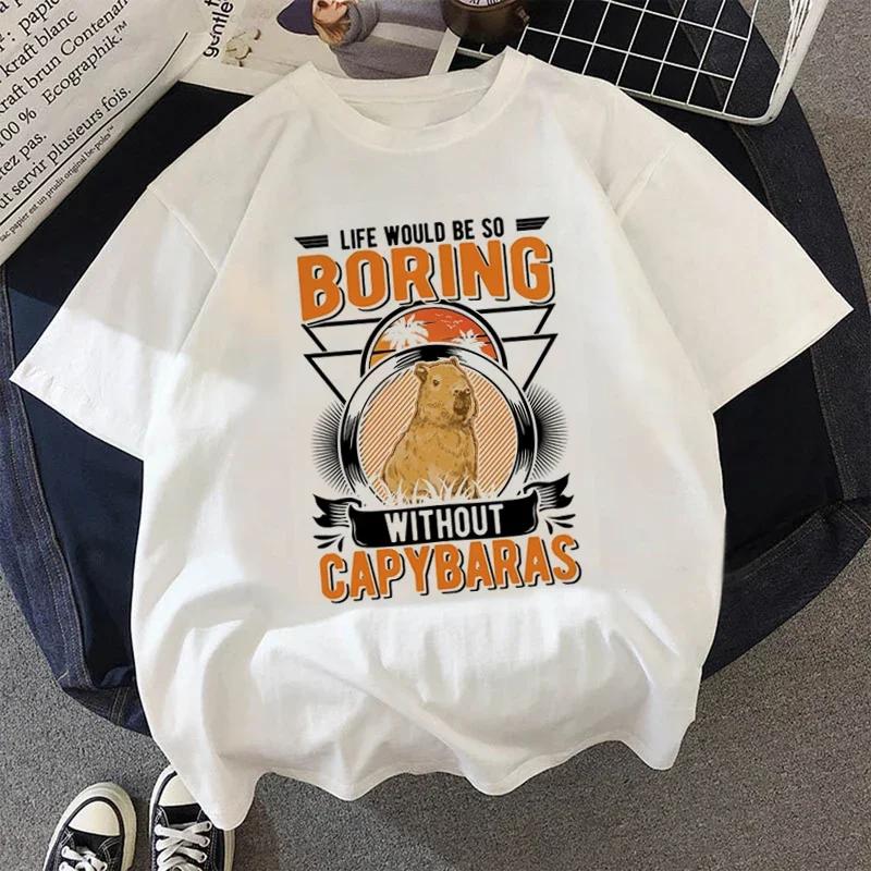 Cute Capybara Clothing T-Shirt Women Vintage T Shirt Casual Anime Top Tees T Shirt Manga Women Female Graphic Tee