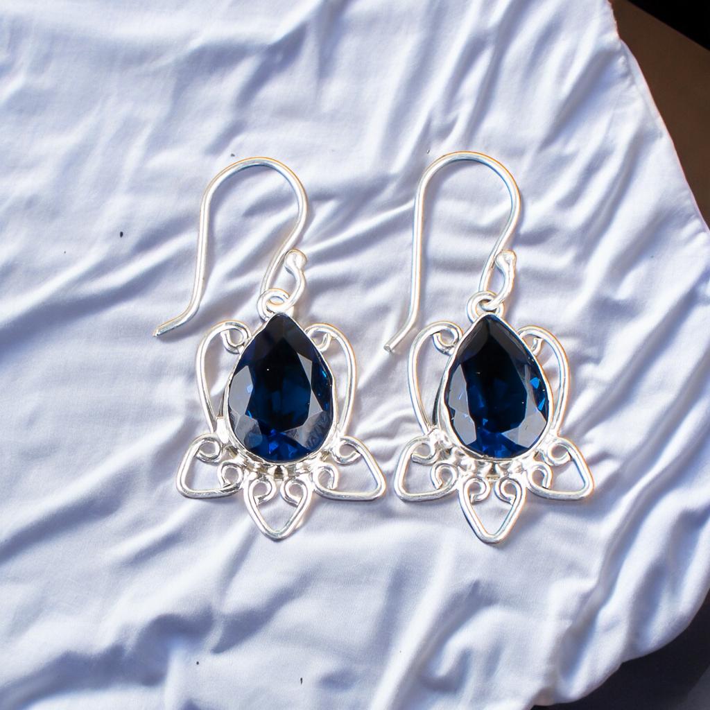 925 Sterling Silver London Blue Topaz Gemstone Lovely Jewelry Earrings For Girls EE-40-5