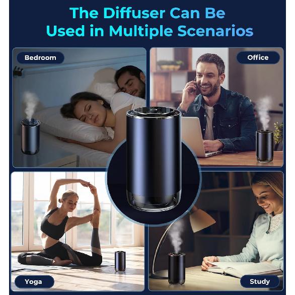 Drift Car and Home Diffuser Smart Air Freshener, Auto On/Off, Cordless & Portable, Works Silently, Refill Oil Aroma with 120 Days Long-Lasting Scent,