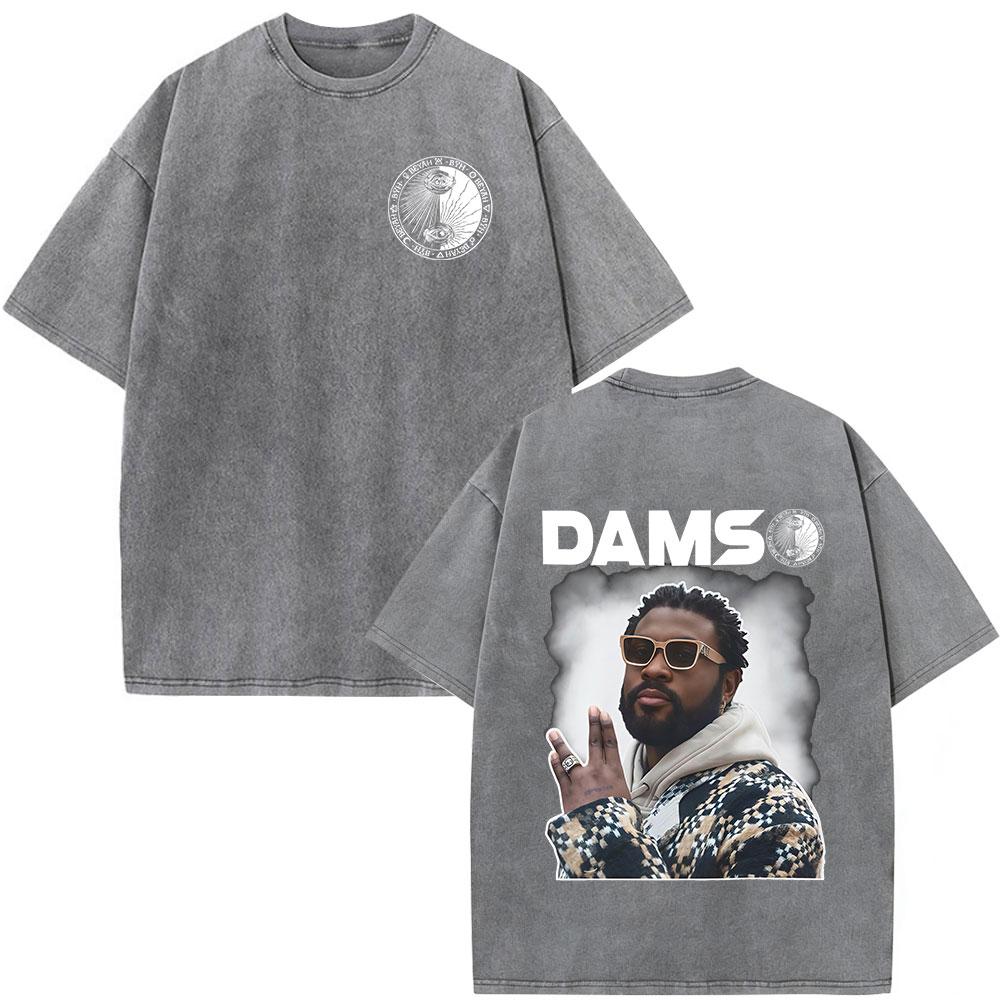 Vintage Spierane Koszulki Rapper Damso Beyah Tour 2026 Mężczyźni Kobiety Odzież Moda Hip Hop Krótki Rękaw Okrągły Dekolt Koszulki Streetwear